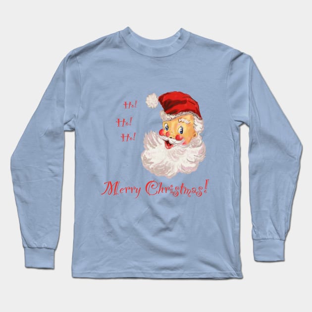 Ho Ho ho vintage retro Santa kids and adults t-shirt and gifts! Long Sleeve T-Shirt by Peaceful Pigments